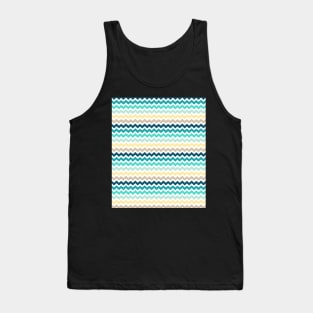 Blue Yellow Teal Beige Chevron Tank Top